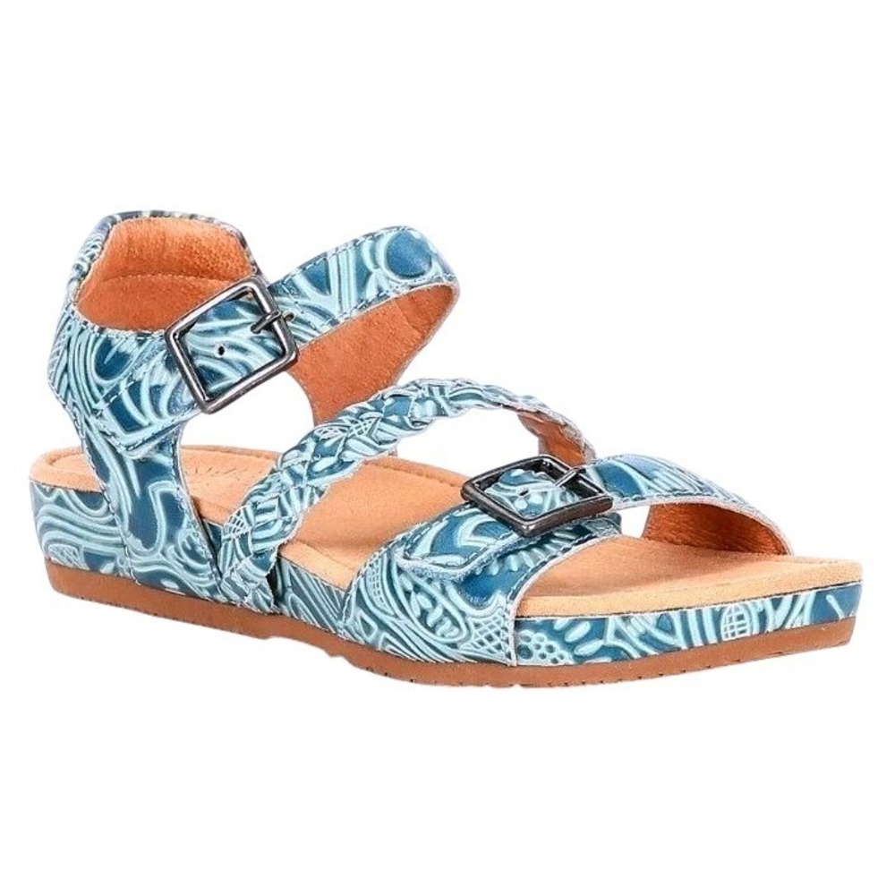 Brioso Size‎ 9 M Solera Turquoise Blue Tooled Leather Sandals New